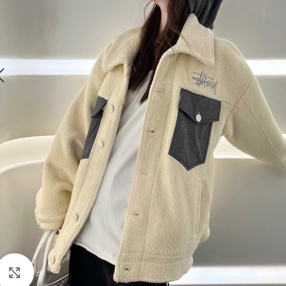 Stussy logo fleece in white size large - Picture 3 of 8